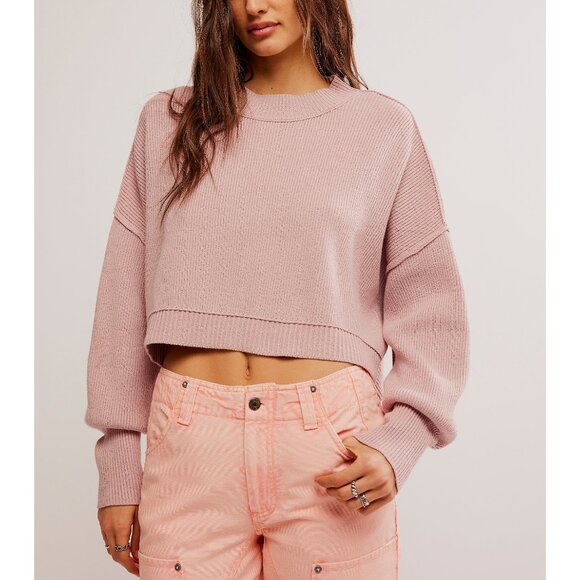 EUC FREE PEOPLE Easy Street Crop Pullover / Lost Petal - Picture 1 of 7